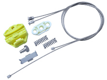 BASE P/CABLE DE ELEV.GM. CHEVY ASTRA CORSA MALIBU TRASERA C/AHORCADOR, RODILLO, RESORTE Y CABLE IZQ./DER IMPORTACION