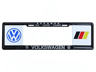 MARCO P/PLACA TIPO EUROPEO C/RELIEVE VW. "LOGO VW/FRANJAS" (PZA)